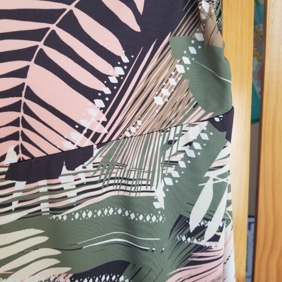 Reel Legends Convertible Dress Size Medium Green Tropical Print Maxi Skirt Beach - Picture 5 of 9